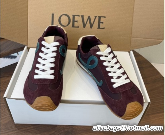 Perfect Loewe Ballet Runner 2.0 Sneakers in Nylon and Suede Brown/Green 1210046