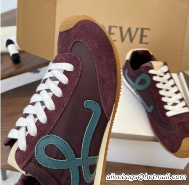 Perfect Loewe Ballet Runner 2.0 Sneakers in Nylon and Suede Brown/Green 1210046