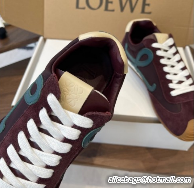 Perfect Loewe Ballet Runner 2.0 Sneakers in Nylon and Suede Brown/Green 1210046