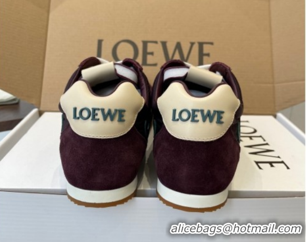 Perfect Loewe Ballet Runner 2.0 Sneakers in Nylon and Suede Brown/Green 1210046