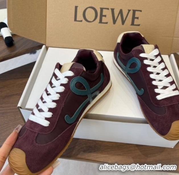 Perfect Loewe Ballet Runner 2.0 Sneakers in Nylon and Suede Brown/Green 1210046