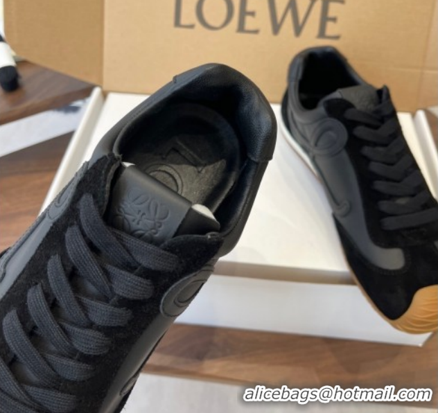 Best Grade Loewe Ballet Runner 2.0 Sneakers in Nylon and Suede Black Upper 1210048