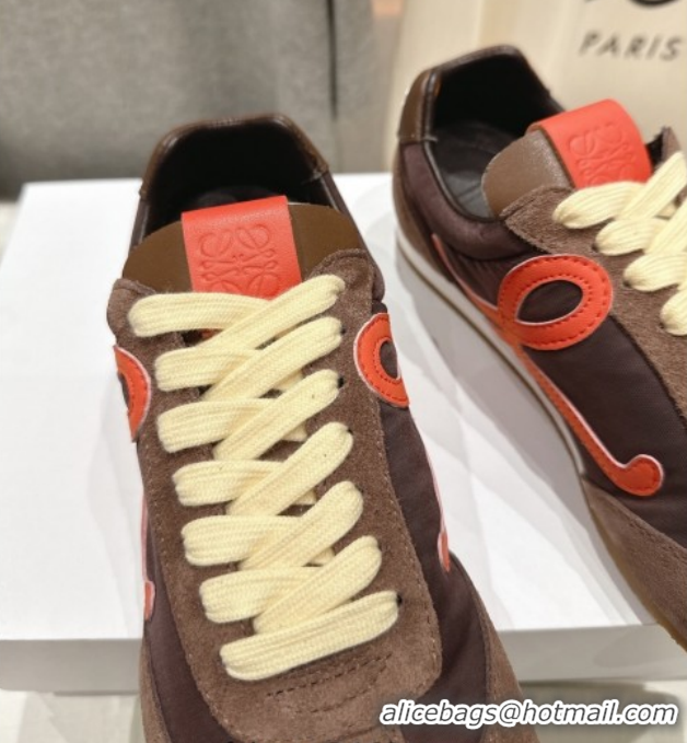 Stylish Loewe Ballet Runner 2.0 Sneakers in Nylon and Suede Brown/Orange 1210049