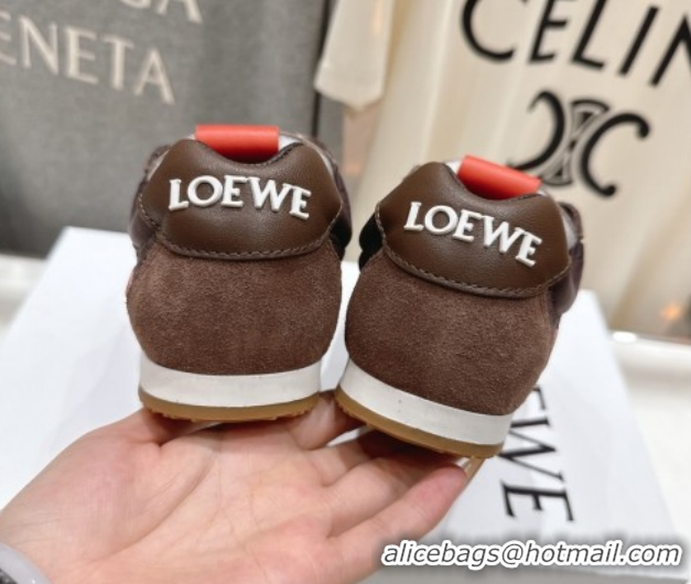 Stylish Loewe Ballet Runner 2.0 Sneakers in Nylon and Suede Brown/Orange 1210049
