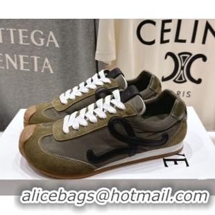 Sumptuous Loewe Ballet Runner 2.0 Sneakers in Nylon and Suede Green/Black 1210050