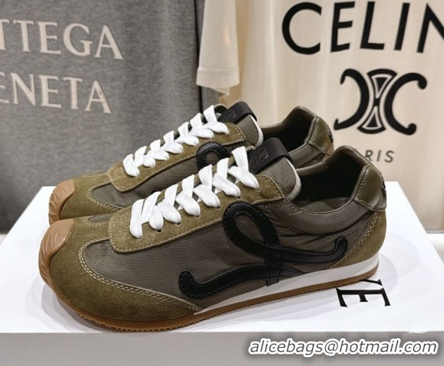 Sumptuous Loewe Ballet Runner 2.0 Sneakers in Nylon and Suede Green/Black 1210050