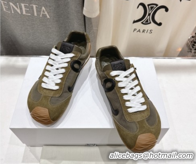 Sumptuous Loewe Ballet Runner 2.0 Sneakers in Nylon and Suede Green/Black 1210050