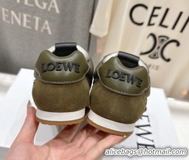 Sumptuous Loewe Ballet Runner 2.0 Sneakers in Nylon and Suede Green/Black 1210050