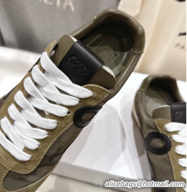 Sumptuous Loewe Ballet Runner 2.0 Sneakers in Nylon and Suede Green/Black 1210050