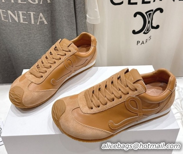 Good Quality Loewe Ballet Runner 2.0 Sneakers in Leather and Suede Light Brown 1210051