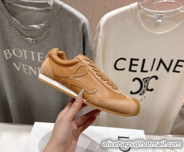 Good Quality Loewe Ballet Runner 2.0 Sneakers in Leather and Suede Light Brown 1210051
