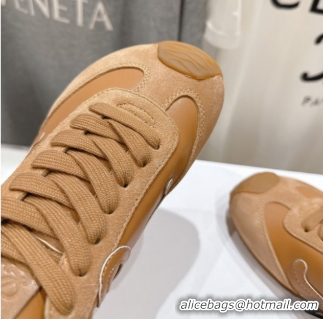 Good Quality Loewe Ballet Runner 2.0 Sneakers in Leather and Suede Light Brown 1210051
