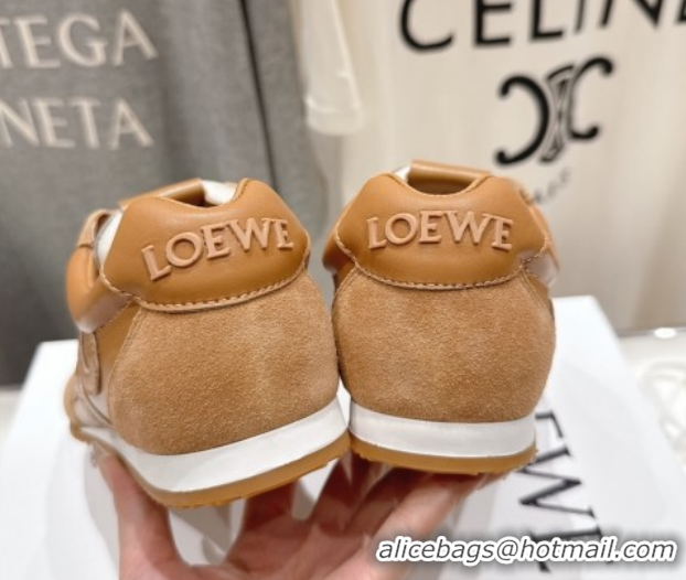 Good Quality Loewe Ballet Runner 2.0 Sneakers in Leather and Suede Light Brown 1210051