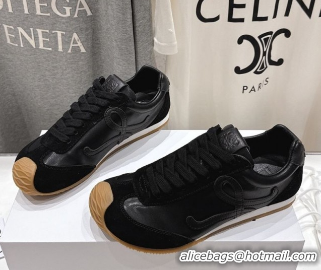 Classic Hot Loewe Ballet Runner 2.0 Sneakers in Leather and Suede Black Upper 1210052
