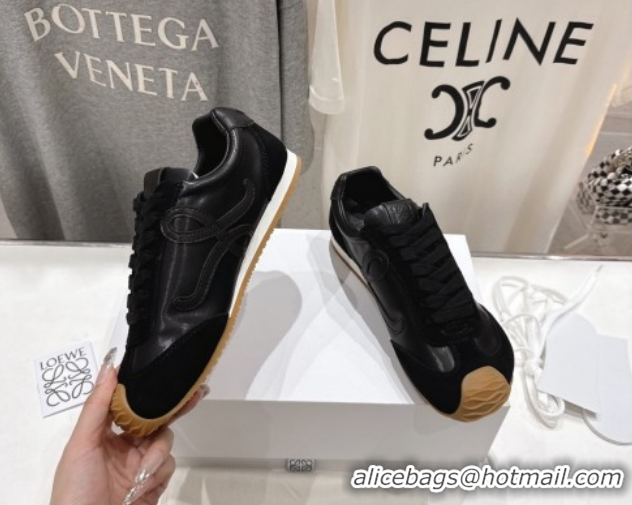 Classic Hot Loewe Ballet Runner 2.0 Sneakers in Leather and Suede Black Upper 1210052