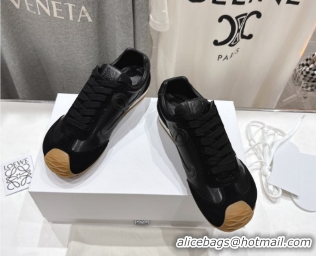 Classic Hot Loewe Ballet Runner 2.0 Sneakers in Leather and Suede Black Upper 1210052