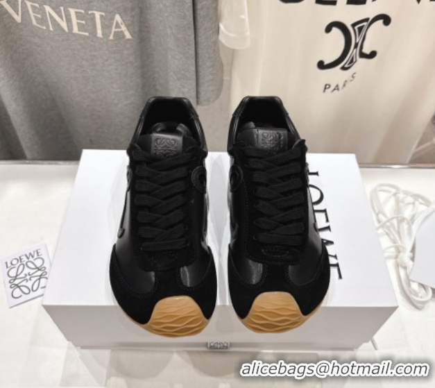 Classic Hot Loewe Ballet Runner 2.0 Sneakers in Leather and Suede Black Upper 1210052