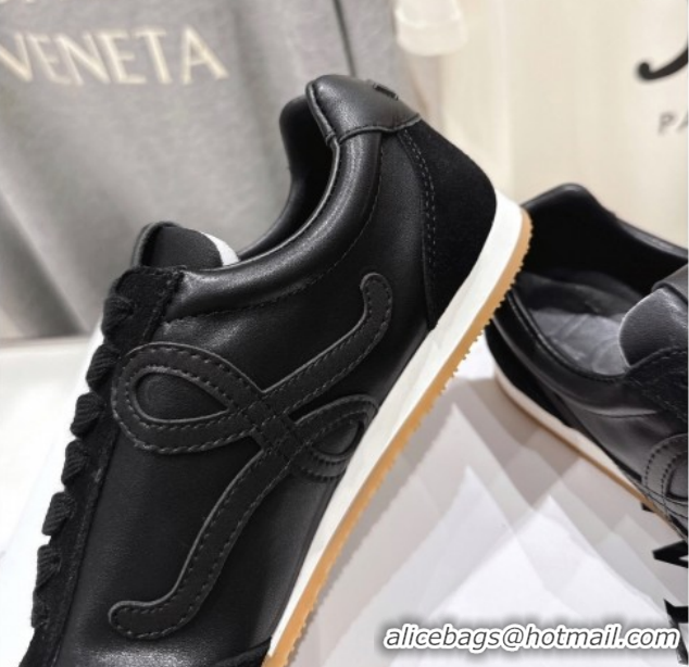Classic Hot Loewe Ballet Runner 2.0 Sneakers in Leather and Suede Black Upper 1210052