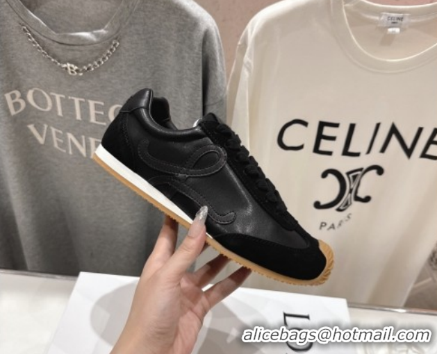 Classic Hot Loewe Ballet Runner 2.0 Sneakers in Leather and Suede Black Upper 1210052