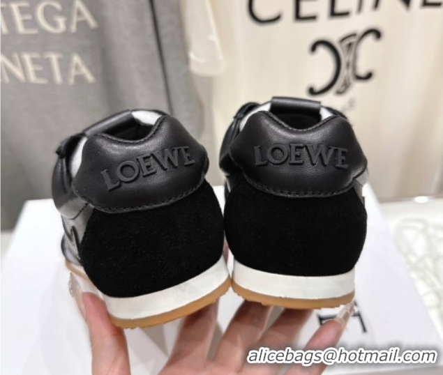 Classic Hot Loewe Ballet Runner 2.0 Sneakers in Leather and Suede Black Upper 1210052