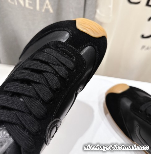 Classic Hot Loewe Ballet Runner 2.0 Sneakers in Leather and Suede Black Upper 1210052