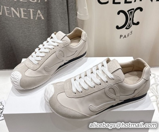 Grade Quality Loewe Ballet Runner 2.0 Sneakers in Leather and Suede Light Grey 1210053