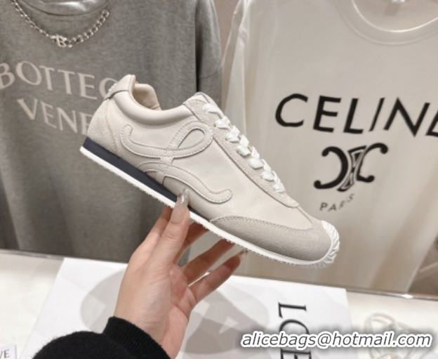 Grade Quality Loewe Ballet Runner 2.0 Sneakers in Leather and Suede Light Grey 1210053