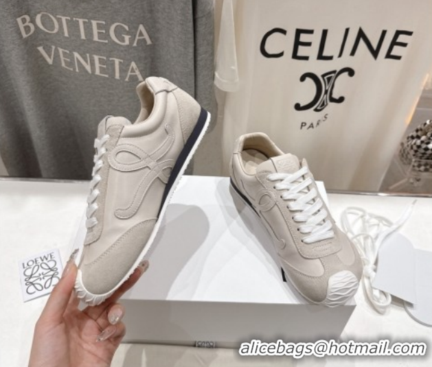 Grade Quality Loewe Ballet Runner 2.0 Sneakers in Leather and Suede Light Grey 1210053