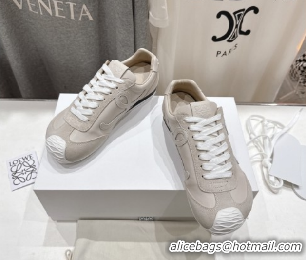 Grade Quality Loewe Ballet Runner 2.0 Sneakers in Leather and Suede Light Grey 1210053
