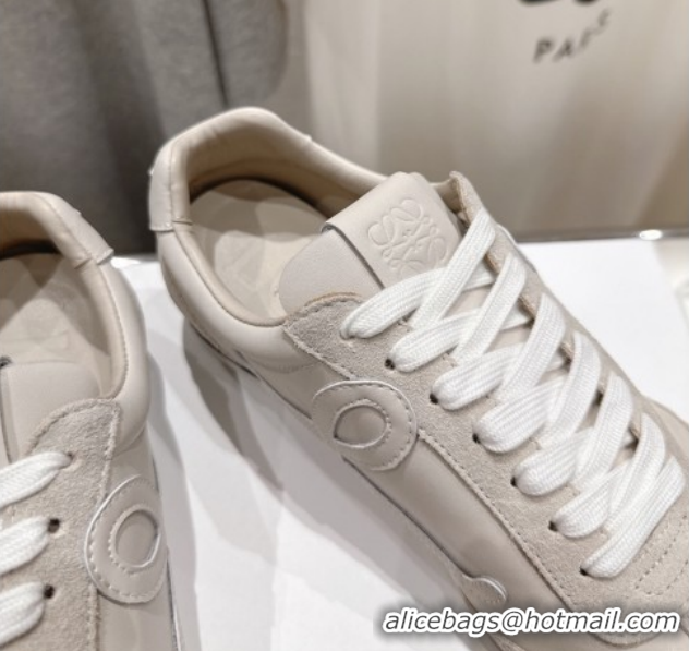 Grade Quality Loewe Ballet Runner 2.0 Sneakers in Leather and Suede Light Grey 1210053