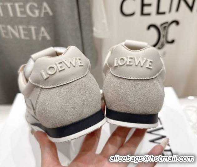 Grade Quality Loewe Ballet Runner 2.0 Sneakers in Leather and Suede Light Grey 1210053
