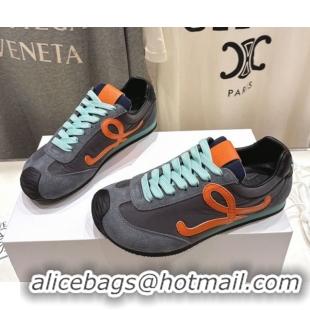 Popular Style Loewe Ballet Runner 2.0 Sneakers in Nylon and Suede Grey/Orange 1210054