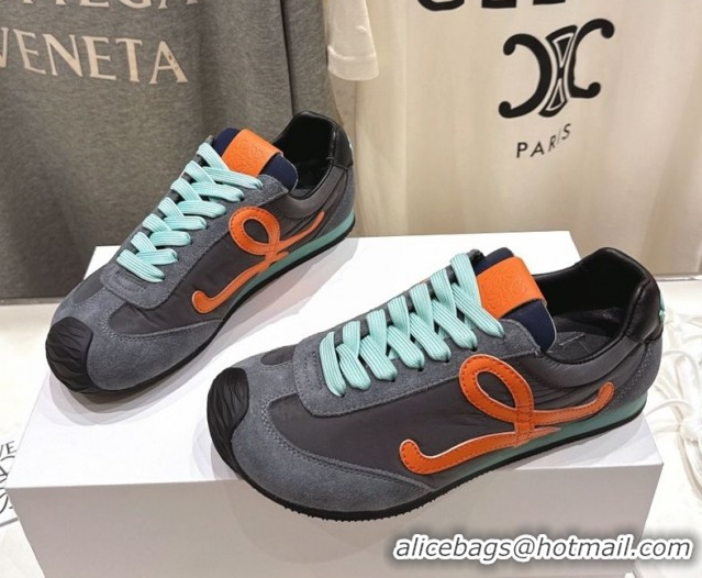 Popular Style Loewe Ballet Runner 2.0 Sneakers in Nylon and Suede Grey/Orange 1210054