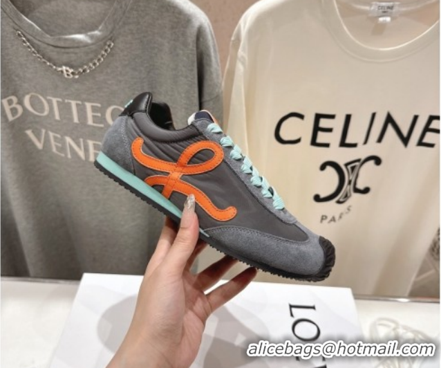 Popular Style Loewe Ballet Runner 2.0 Sneakers in Nylon and Suede Grey/Orange 1210054