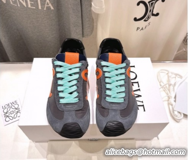 Popular Style Loewe Ballet Runner 2.0 Sneakers in Nylon and Suede Grey/Orange 1210054