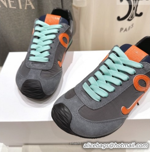 Popular Style Loewe Ballet Runner 2.0 Sneakers in Nylon and Suede Grey/Orange 1210054