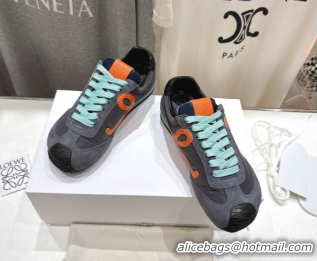 Popular Style Loewe Ballet Runner 2.0 Sneakers in Nylon and Suede Grey/Orange 1210054