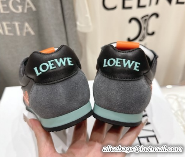 Popular Style Loewe Ballet Runner 2.0 Sneakers in Nylon and Suede Grey/Orange 1210054