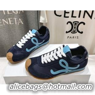 Luxurious Loewe Ballet Runner 2.0 Sneakers in Nylon and Suede Dark Blue 1210056