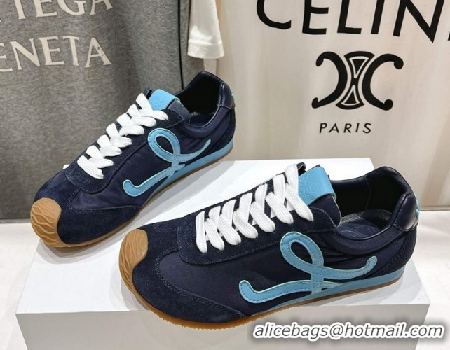 Luxurious Loewe Ballet Runner 2.0 Sneakers in Nylon and Suede Dark Blue 1210056