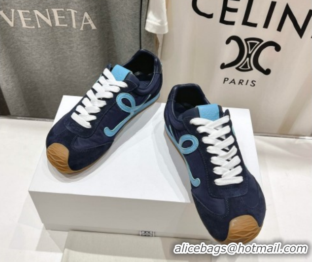 Luxurious Loewe Ballet Runner 2.0 Sneakers in Nylon and Suede Dark Blue 1210056