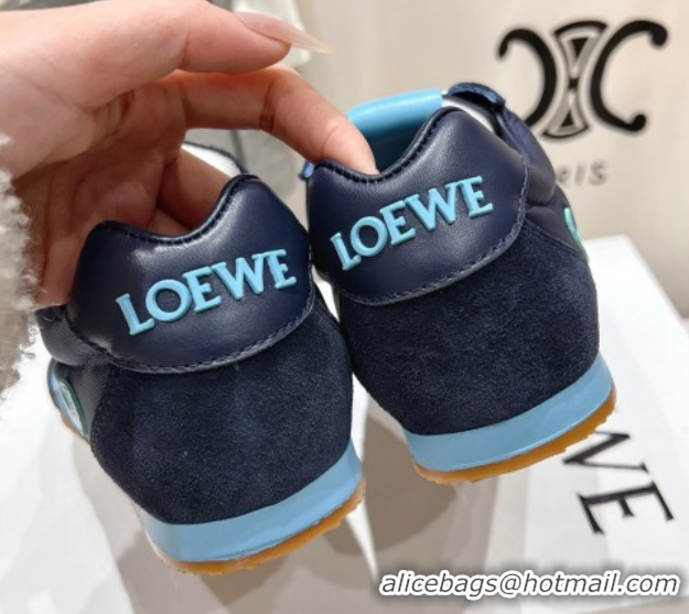 Luxurious Loewe Ballet Runner 2.0 Sneakers in Nylon and Suede Dark Blue 1210056