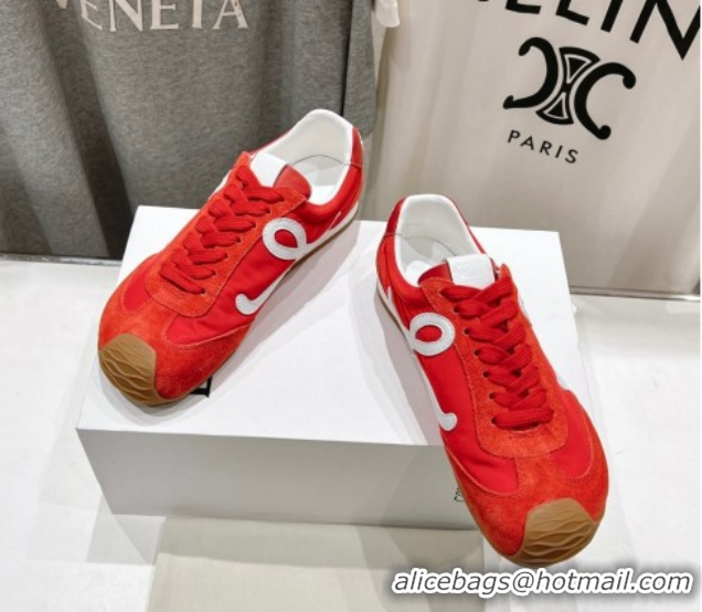 Good Looking Loewe Ballet Runner 2.0 Sneakers in Nylon and Suede Red/White 1210058