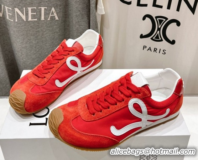 Good Looking Loewe Ballet Runner 2.0 Sneakers in Nylon and Suede Red/White 1210058
