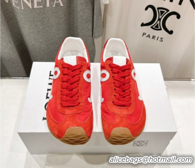 Good Looking Loewe Ballet Runner 2.0 Sneakers in Nylon and Suede Red/White 1210058
