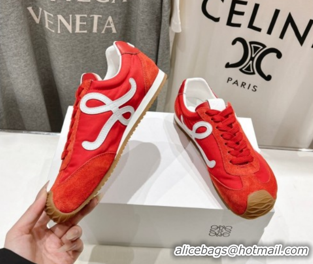 Good Looking Loewe Ballet Runner 2.0 Sneakers in Nylon and Suede Red/White 1210058