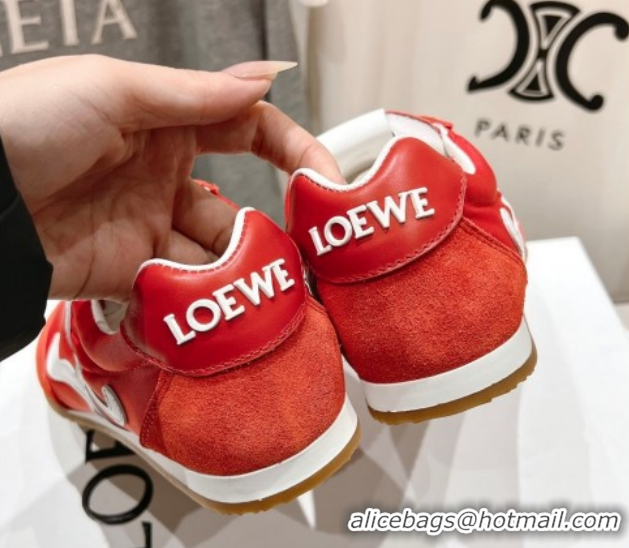 Good Looking Loewe Ballet Runner 2.0 Sneakers in Nylon and Suede Red/White 1210058