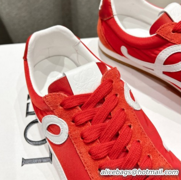 Good Looking Loewe Ballet Runner 2.0 Sneakers in Nylon and Suede Red/White 1210058
