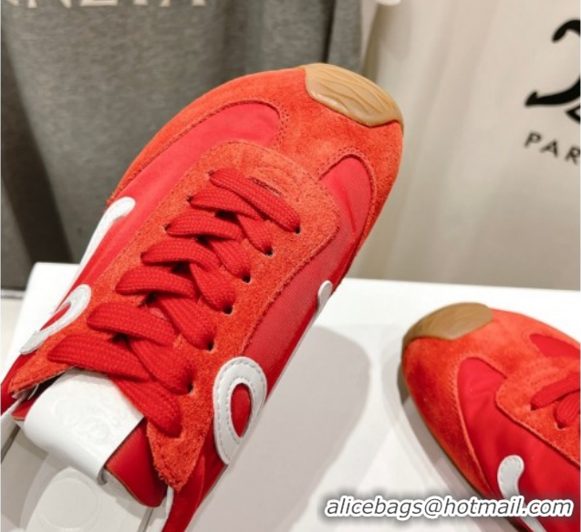 Good Looking Loewe Ballet Runner 2.0 Sneakers in Nylon and Suede Red/White 1210058