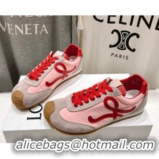 Low Price Loewe Ballet Runner 2.0 Sneakers in Nylon and Suede Red/Pink 1210059